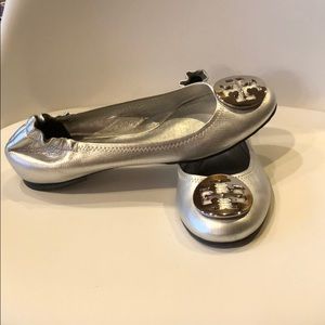 Silver Tory Burch Flats